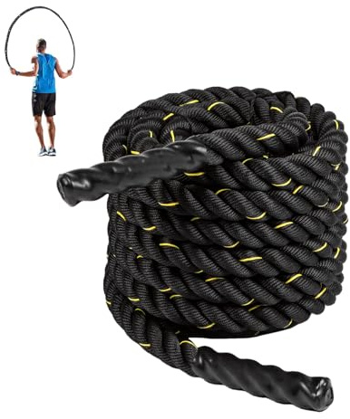 Bomvabe Corda per saltare pesante per adulti, per fitness, costruzione muscolare, corda per saltare lunga e pesante per allenamento, palestra all'aperto, colore nero