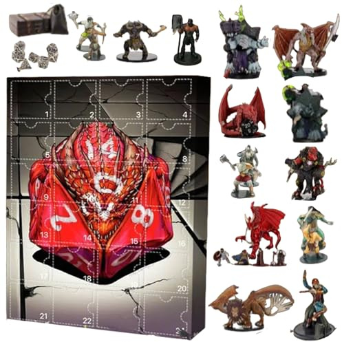 Nankoyal Dungeons Dragons Adventskalender 2025 – Spielzubehör, 24-tägiger Weihnachtskalender Mit 24 Drachenstatuen, Für Kinder Und Erwachsene