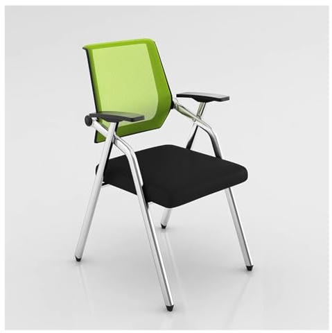 TYHAYJYK Mesh Guest Reception Chair with Tablet Arm,Foldable Desk Chairs Conference Room Chair Stack Chairs for Office Conference School Waiting Room(Green,Without Writing Board)
