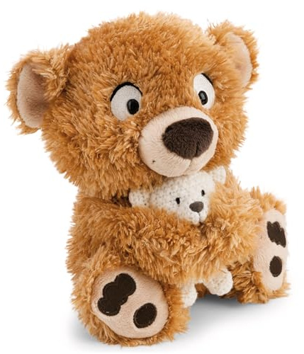 NICI Kuscheltier Bär Capiccino mit Teddy 7cm gestrickt 25cm - 63234 | Weiches Stofftier aus Plüsch zum Liebhaben, Knuddeln & Spielen, tolles Plüschtier Geschenk für Kinder & Erwachsene