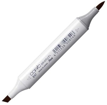 Copic Sketch Coloured Marker Pen - (E-47) Dark Brown, For Art & Crafts, Colouring, Graphics, Highlighter, Design, Anime, Professional & Beginners, Art Supplies & Colouring Books
