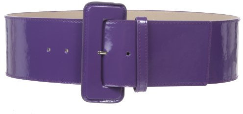 Ceinture large en cuir verni pour femme, violet, XS-71 cm