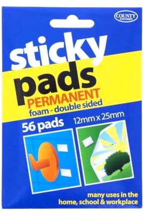 Sticky pads permanent foam - double sided 12mm X 25mm 56 pads