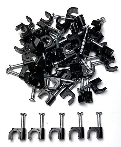 Kabelschellen Nagelschellen für Kabel 6mm, Schwarz 50 Stück