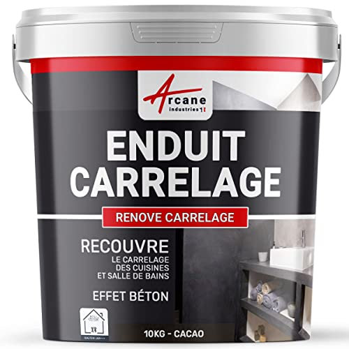 Enduit carrelage salle de bain et cuisine, mural et sol, recouvre et rénove, faïence, masquage, renove, carrelage - 10 kg (environ 6,5 m²) Cacao - ARCANE INDUSTRIES