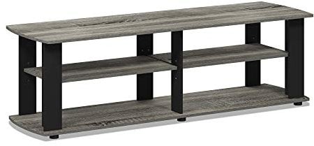 Furinno TV Entertainment Center, Wood, French Oak Grey/Black, one size