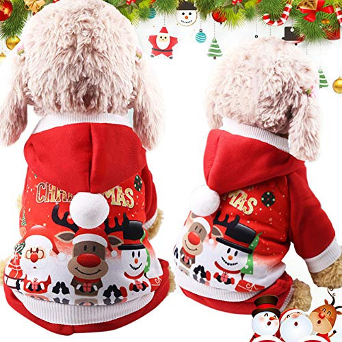 Idepet Hundekostüme Weihnachten, Pet Hoodies warme Hundemantel für Winter Frühling Weihnachten Halloween Festival