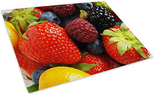 Red Fruit Kitchen Glass Chopping Board Kitchen Worktop Saver Protector