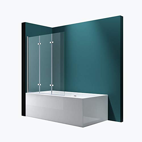 Mai&Mai Pare-Baignoire Transparent 130x140cm 3 Volets Paroi de Douche pour Baignoire en Verre ESG avec Revêtement NANO Easy Clean C116L
