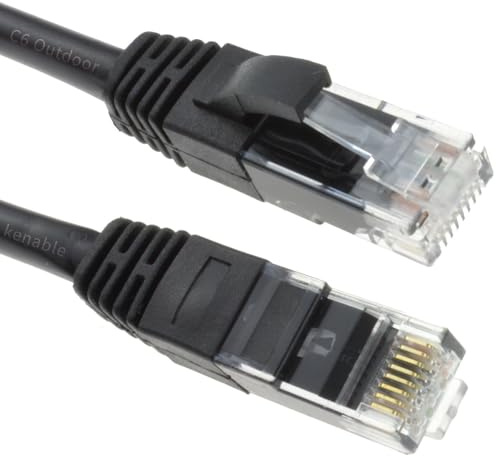 kenable Outdoor External CAT6 Copper UTP Network Cable Gigabit Ethernet Patch Lead Weatherproof UV Resistant PE Jacket Black 15m