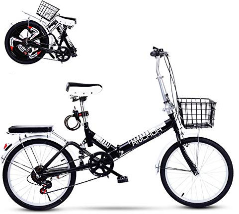 NANANA 20-Zoll-Mountainbike, Adult Klapprad Leichtes MTB-Fahrrad Herren Damen Student Speed Shock Absorber Fahrrad Tragbares Pendlerauto, Dämpfendes Fahrrad, 150x110 cm,Schwarz,B
