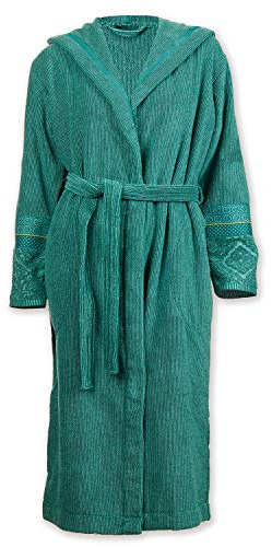 PIP Studio Jacquard Frottier Damen Bademantel Soft Zellige Green mit Kapuze, Größe:L-44/46