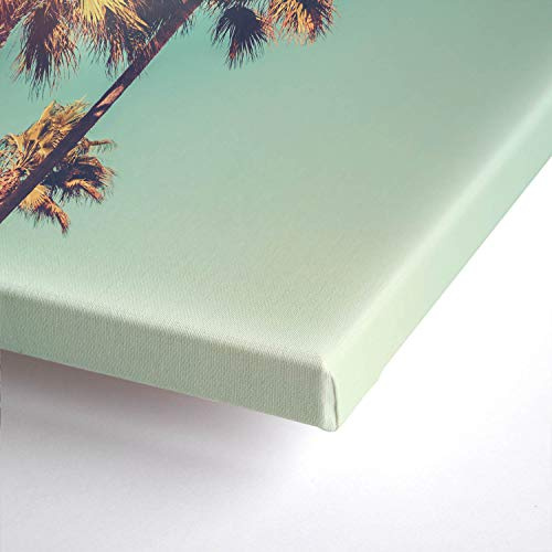 BilderKing Wandbild Kalifornien, USA Palmen retro look - 50cm x 50cm Leinwand auf Fertigrahmen + Aufhänger