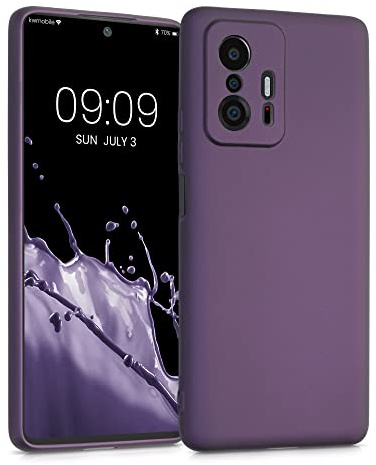 kwmobile Handyhülle für Xiaomi 11T / 11T Pro Hülle - Silikon Case metallisch schimmernd - Schutzhülle Cover - Metallic Brombeere