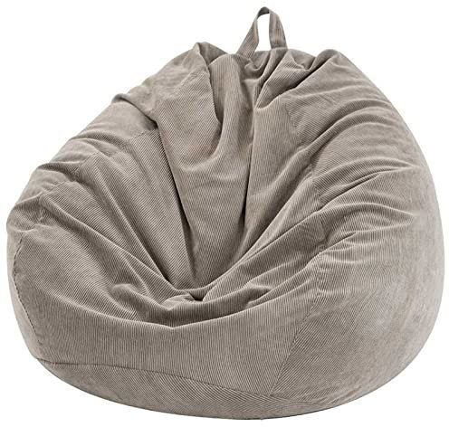 JHLD Sitzsack-Sesselbezug (Ohne Füllung), Sitzsack Stuhlbezug Cord Extra Große Sitzsack Hülle Sofabezug Maschinenwaschbar-Taupe-70x80 cm