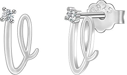 ENGSWA Ohrringe Damen Buchstaben V mit Kristall Silber 925 Schmuck Originell Geschenk für Frauen Mutter Mama Oma Mädchen Frau Freundin