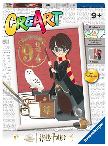 Ravensburger - CreArt Série D, Harry Potter Départ pour Poudlard, Peinture avec numéros, Kit de peinture pour enfants, cadre inclus, jeu éducatif, idée cadeau enfants 9 ans, 16 x 22 cm