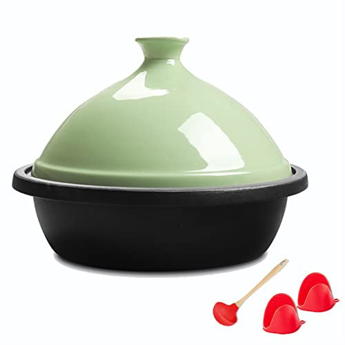 YLWX Emaillierter Tajine-kochtopf, Tagine Marokko, Gusseisen Induktion Tajine-topf, Handgefertigter Schmortopf (Color : Rot)