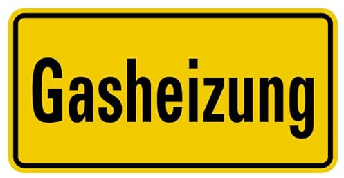 Aufkleber Warnung „Gasheizung“ Hinweis Schild Folie selbstklebend, signalgelb | Größen wählbar Made in Germany, Größe: 5x10cm