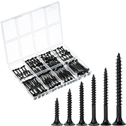 Mr. Pen-Wood Screws Assortment Kit - 152pc, Incl. Black Phillips Wood Screws & Flat Heads