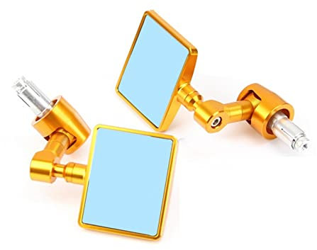 Rückspiegel 7/8 22mm Universal Motorrad Gold Square Lenkerende Seitenrückspiegel Rückspiegel Für Harley Für Suzuki Für Lenkerendenspiegel(Gold)