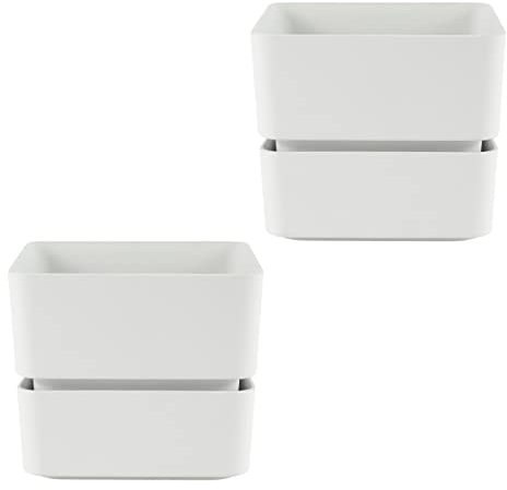 ECOMACETAS FLOWERPOT STORE Maceta para Suculentas. Maceta para Cactus. Maceta pequeña con Plato. Tiesto Cuadrado Pequeño. (2, 12 cm)