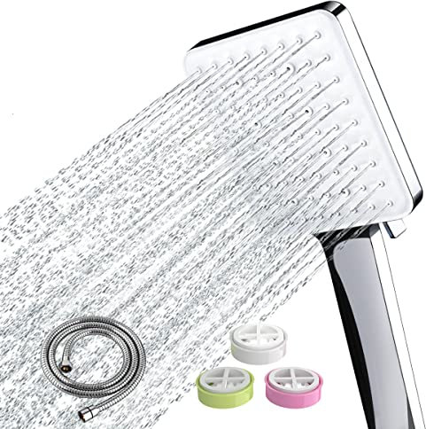 Newentor Shower Head and Hose, High Pressure Shower Heads with Hose Set 1.5m, Universal Universal Water Saving Large Shower Head with Flow Restrcitors