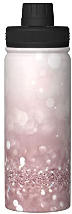 MIXMEY Pink Glitter Print 18oz Sports Insulated Kettle,Practical Double-Layer Stainless Steel Kettle