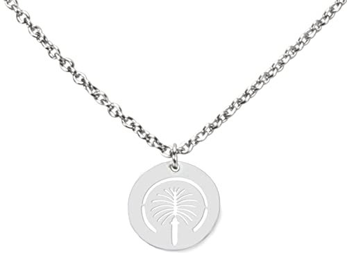DAHEIM Halskette The Palm Dubai - filigrane Kette Palm Island Dubai für Damen und Frauen, Heimat-Schmuck Emirate UAE aus Edelstahl (silber-farben) DHK306