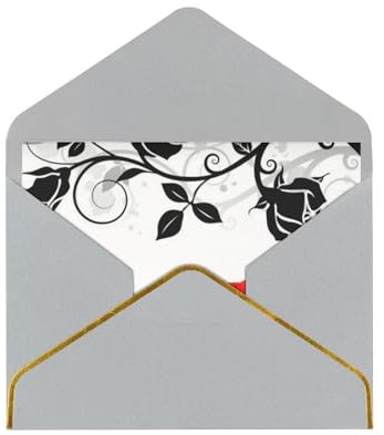 LAMAME Floral Rose Ivy with Leaves Spring printed Greeting, Thank you, wedding and birthday card with gold trimmed envelopes for all occasions