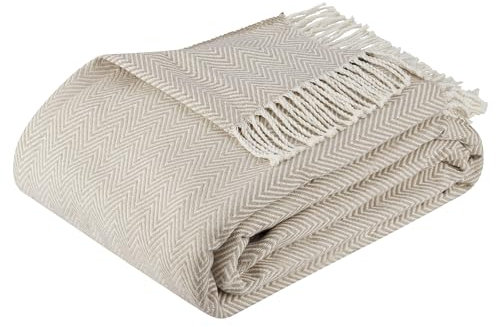BOHORIA® Kuscheldecke Cozy Cotton 150x200cm | Winterdecke flauschig für Sofa, Sessel & Bett | Baum-Wolldecke Sofadecke Wohndecke (150x200cm, Cozy) (Natural Cotton Pique, 150 x 200 cm)