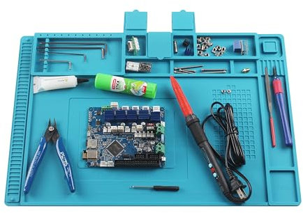 BCZAMD FDM 3D Drucker Zubehör Silikonmatte mit Magnnticc - Multifunktionale Arbeitsmatte groß: 450X300mm/ 17.7X11.8 in Hitzebeständigkeit Pad für Reparatur Lötung Skr Mainboard