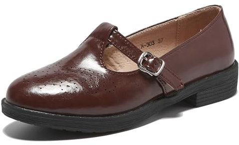 TRULAND Damen Leder Mary Jane Oxfords Schuhe – Elegant Loafer Vintage Business Damen Halbschuhe für Büro Alles (CN 40 / EU 39,Bordeaux)