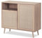 KHG Kommode hell-braun mit 2 Türen modern Eiche-Optik, Sideboard aus Holzwerkstoff Rattan-Optik, Gestell aus Massivholz - 101 x 87 x 40 cm (B/H/T)