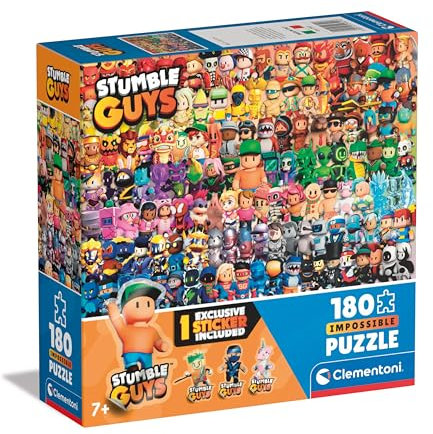 Clementoni Impossible 180 Teile Kinder 7 Jahre, Puzzle Figuren Stumble Guys Videospiel, Gaming, Made in Italy, 29321, Mehrfarbig