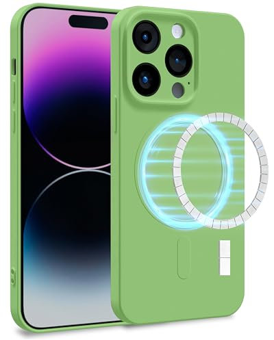 MyGadget Funda [ Compatible con MagSafe ] para Apple iPhone 14 Pro en Silicona TPU - Carcasa de Doble Capa - Case Resistente Antigolpes y Anti choques - Ultra Protectora Verde
