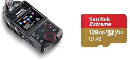 Tascam Portacapture X6 - Hochauflösender Handheld-Mehrspurrecorder & SanDisk Extreme microSDXC UHS-I Speicherkarte 128 GB + Adapter