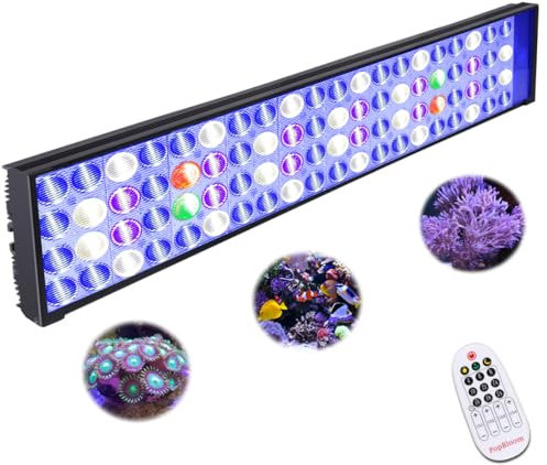 PopBloom Shannon54 Marine Aquarium Led Lighting Fish Tank Full Spectrum Led Light for 60CM 24inch Reef Coral Aquarium (Remote Control, with Hang Kit)