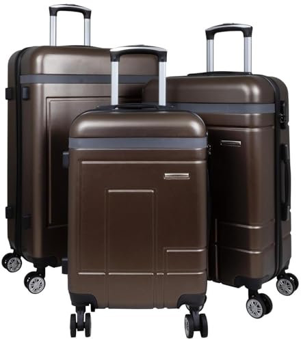 Warenhandel König Hartschalen 3tlg. Kofferset Trolleyset Luzern - Farbe Braun - Gr. M, L und XL
