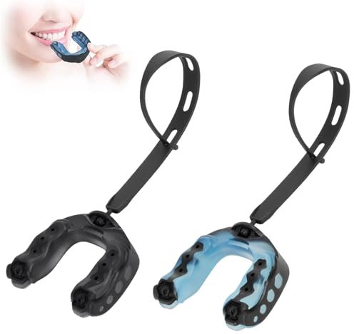 Qaestuan 2 Stück Mundschutz, Sport Zahnschutz Leicht Anpassbar, Mundschutz für Herren & Damen, Ideale Atmung, Moldable Mouthguard für Rugby Boxen Kampfsport Hockey MMA Taekwondo (Schwarz und Blau)