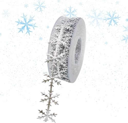 Schneeflocken-Nähborte zum Basteln, Filz, Schneeflocken-Bordüre, Weihnachtsapplikation, Aufkleber für dekorative Bastelarbeiten, Silber-Gold, geprägtes Band, zehn Meter lang