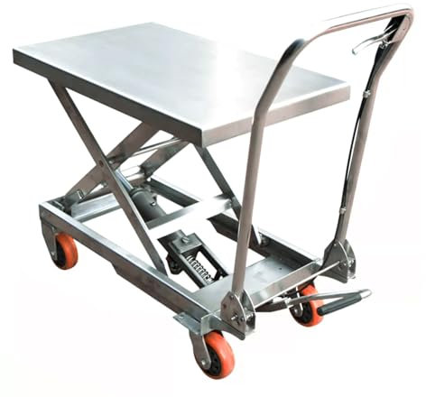 JGUOLIANG Table élévatrice en Acier Inoxydable for la manutention et Le Transport de matériaux,capacité 150kg,Hauteur 72cm,Table élévatrice hydraulique à Ciseaux,Table élévatrice hydraulique à pédale
