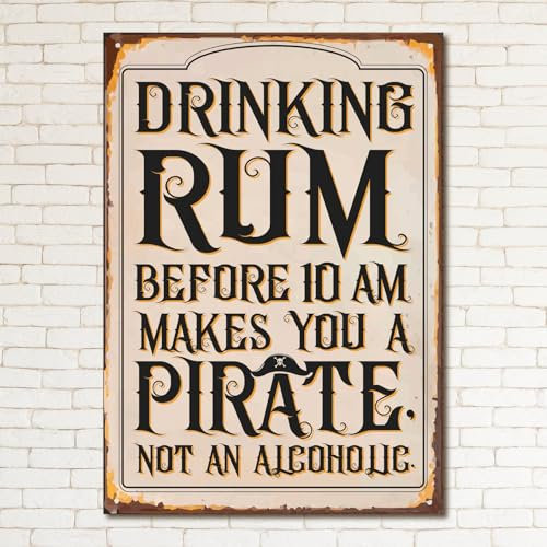 DRINK RUM Before 10am Makes You A PIRATE Retro Metal Sign Man Cave Bar Pub Funny Plaque Gift