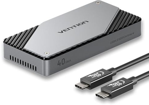 VENTION 40Gbps M.2 NVMe SSD Enclosure, Aluminium PCIe NVMe Enclosure with Cooling Fan, Tool-Free SSD Enclosure for USB4/Thunderbolt 3/4, Support M & M+b Key & Sizes 2230/2242/2260/2280 PCIe SSDs