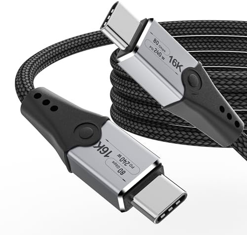 HOTUTUKI 80 Gbps Thunderbolt 5 1.5M,cavo usb type-c with up to 120 Gbps Bandwidth Amplification Supporta 240W,Video 16K@144Hz 8K@60Hz, per Thunderbolt 4,USB 4,eGPU,Laptop