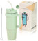 Eastrise 30 oz (850ml) Tumbler with Straw Lid & Handle, Stainless Steel Double Wall Vacuum Insulated Travel Mug, Leak-Proof & Dishwasher Safe for Hot/Cold Coffee, Water, Juice-Green