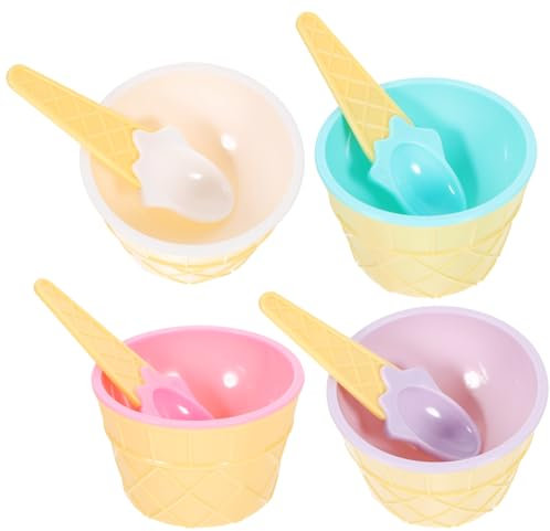 Amosfun Eisbecher-set Mit Löffeln 4 Stück Kunststoff Eisbecher Für Kinder Für Dessertpartys