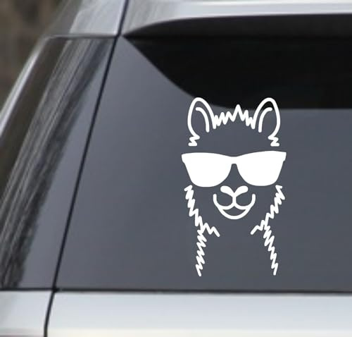 Rakelfix süßes Lama mit Brille Lama Kopf Aufkleber Größe/Farbe ANPASSBAR Sticker Autoaufkleber