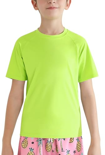 Valcatch Boy's Girls UPF 50+ Rash Guard Swim Shirts, Ages 5-14 Years | Kids teens quick dry athletic short sleeve t shirt. UV Protection fishing surfing beach tops, running workout gym active tee