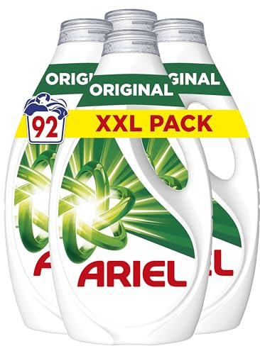 Ariel Lessive Liquide Original, 92 Lavages, Action Détachante en Un Seul Lavage, Formule Concentrée, Idéale pour Pré-Traitement des Taches Tenaces, Résultats Impeccables, Fabriquée en France